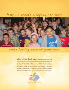 LegacySocietyBrochure New brochure design for the Boys & Girls Clubs Foundation of the Olympic Peninsula puts the focus on helping children.