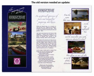 Lookout-point-old-brochure The old bifold brochure was dark and blocky.