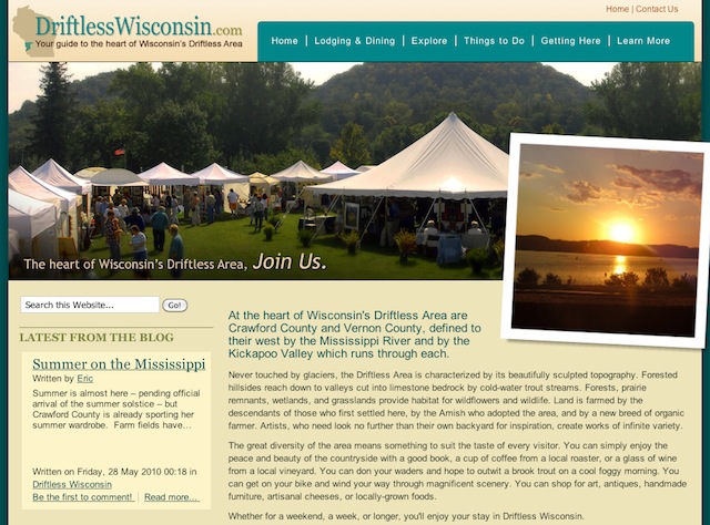 The New Driftlesswisconsin.com website