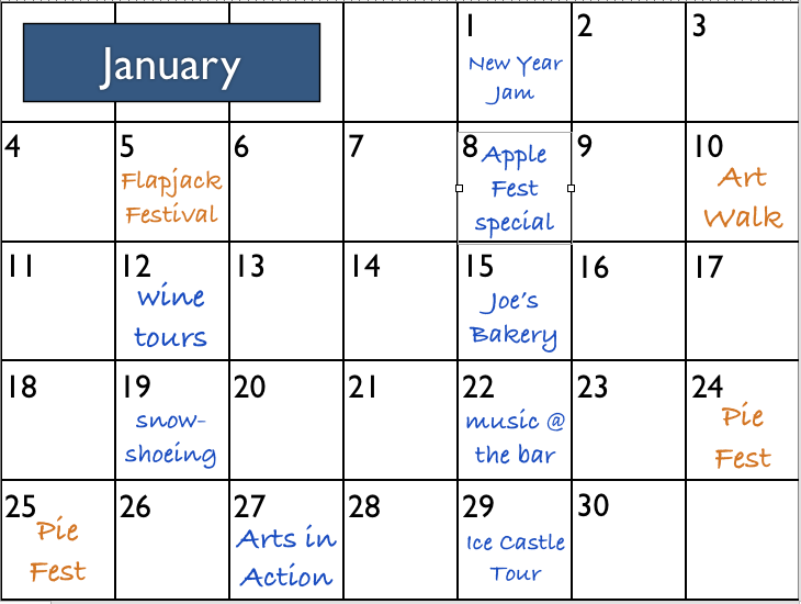 blog calendar Creating a blog calendar