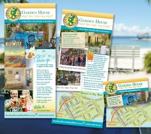 garden-house-rack-business-card Rack card and business card designs for Garden House, Key West, FL