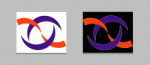Another raster logo problem: changing the background. Image on the left is the original. One the right, you can see a whitish outline from cutting out the logo from its original background. Not very professional-looking.