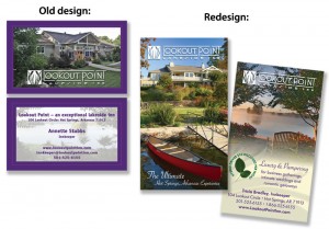 Old design vs. new business card design for Lookout Point