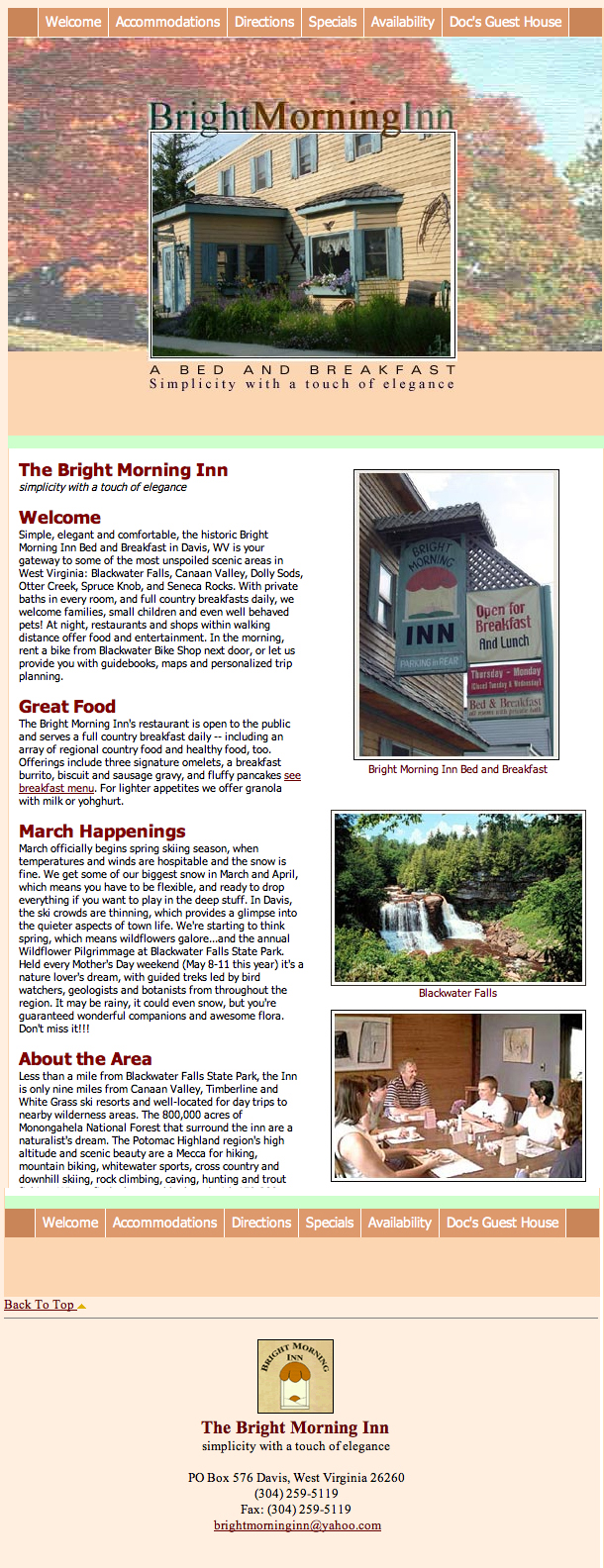 Old web site was skinny and six pages in size. Old web site was skinny and six pages in size.